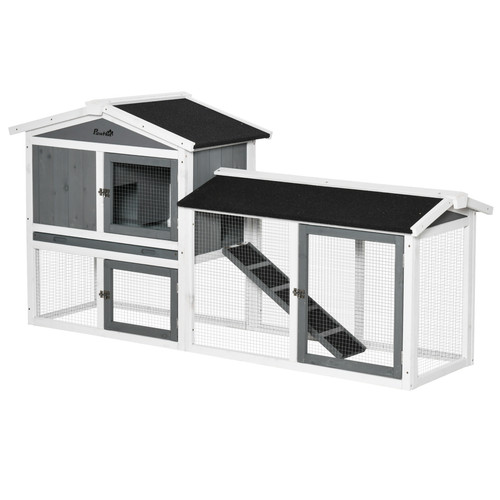 Two tier wooden rabbit hutch - two-tier,